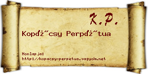 Kopácsy Perpétua névjegykártya